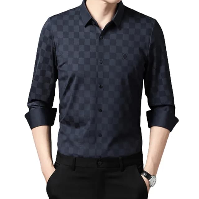 【米蘭精品】現貨+預購 襯衫長袖上衣(春季印花無痕商務男裝父親節禮物3色74eq29)