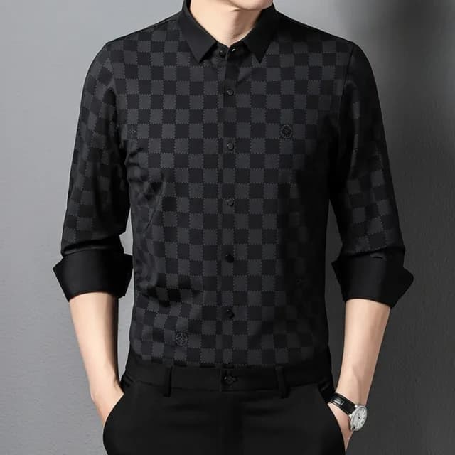 【米蘭精品】現貨+預購 襯衫長袖上衣(春季印花無痕商務男裝父親節禮物3色74eq29)