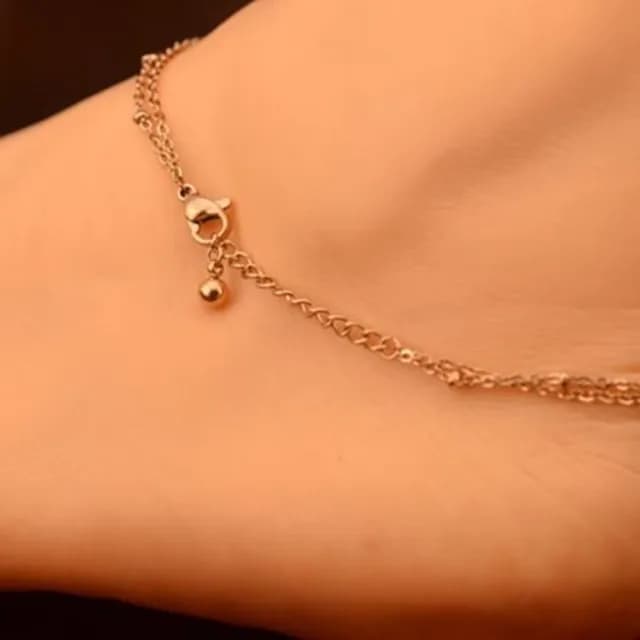 【米蘭精品】現貨+預購 玫瑰金腳鍊流行飾品(時尚雙鍊銅錢鈴鐺母親節生日情人節聖誕節交換禮物71ak68)