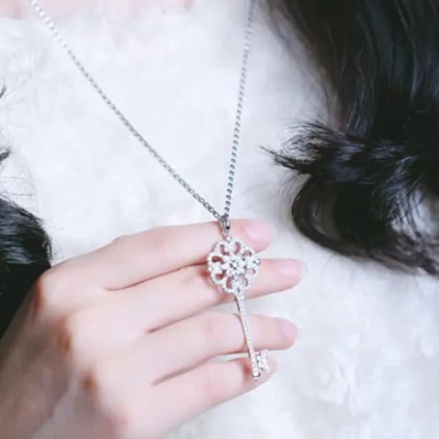 【米蘭精品】現貨+預購 項鍊鑲鑽流行銀飾品(優雅唯美百搭鑰匙母親節情人節生日聖誕節交換禮物73am168)