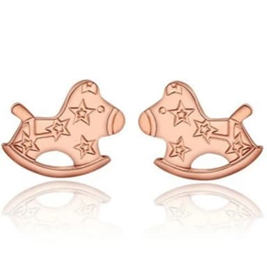 【米蘭精品】現貨+預購 玫瑰金耳環流行飾品(韓版星星小木馬流行母親節生日情人節聖誕節交換禮物71at20)