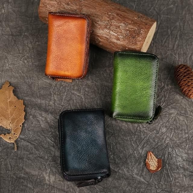 【米蘭精品】現貨+預購 卡片夾真皮零錢包(牛皮復古簡約輕薄男女皮夾父親節禮物3色74ei1)
