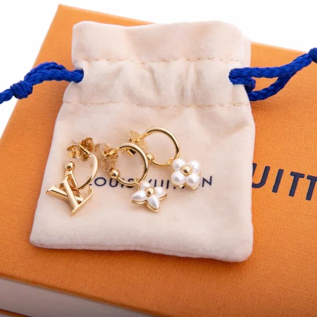 【Louis Vuitton 路易威登】Floragram 耳環 3只一組(金色)