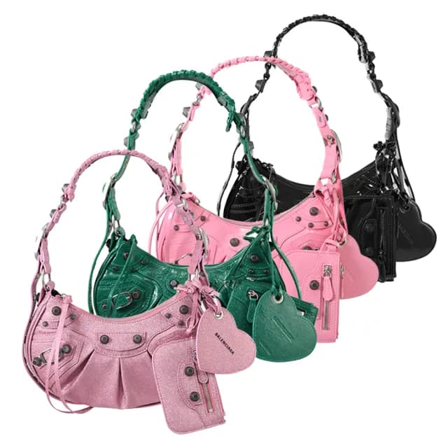 【Balenciaga 巴黎世家】經典鉚釘裝飾2合1零錢包肩背斜背包(款式任選)