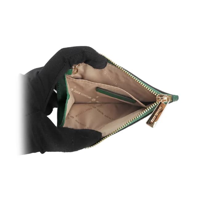【Michael Kors】素面皮革零錢包/卡夾/鑰匙包(寶石綠)