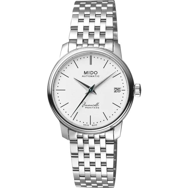 【MIDO 美度】官方授權 Baroncelli III 永恆系列機械女錶-銀/33mm 手錶 禮物 推薦(M0272071101000)
