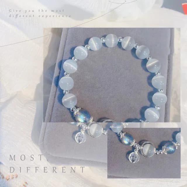 【戀人之石】貓眼石海藍月光石手鍊(減少負能量 925銀飾 水晶手鍊 手串 手鐲 禮物)