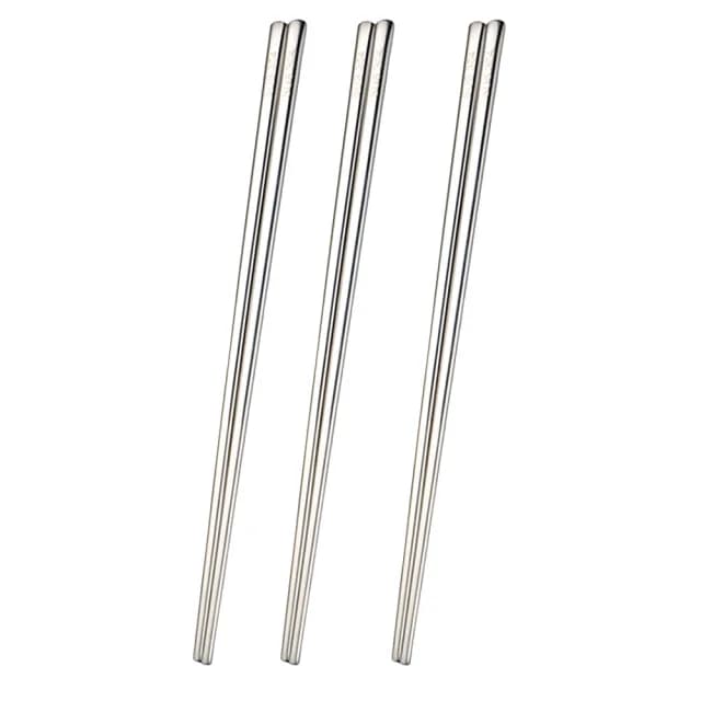 【碗盤餐具】304不銹鋼韓式實心扁筷-3雙組(環保筷 環保餐具 筷子 光滑 一體成形 餐具 廚房 料理 不鏽鋼)