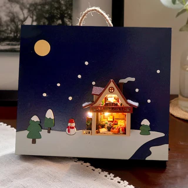 【半島良品】DIY手做創意四時風物詩小屋壁畫(天予畢業禮物 聖誕禮物 生日禮物 小夜燈)