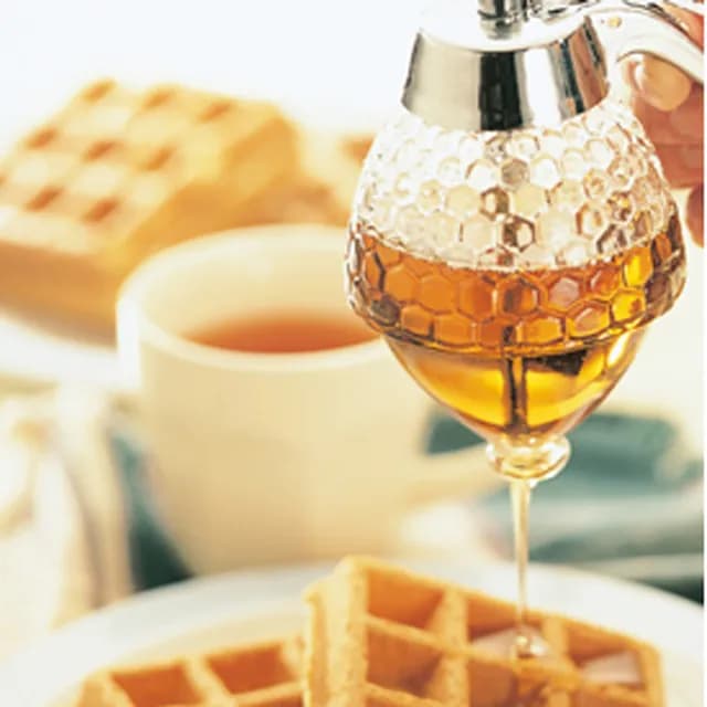 【享樂思】台灣製 玻璃蜂巢造型蜂蜜罐(餐具 廚具 玻璃 日本餐具)