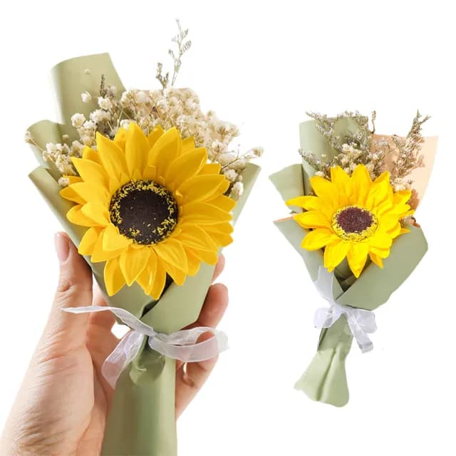 【拍照道具】ins向日葵送禮手工小花束(太陽花 人造花 永生花 假花 擺飾 婚禮 情人節 告白 畢業 生日禮物)
