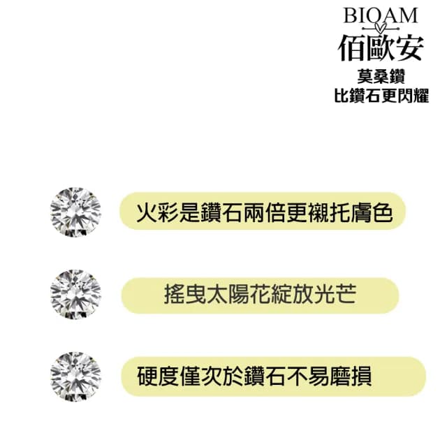 【BIOAM 佰歐安】0.5克拉莫桑鑽耳環搖曳太陽花(99購物節/過爐款/莫桑鑽耳環/不過敏)