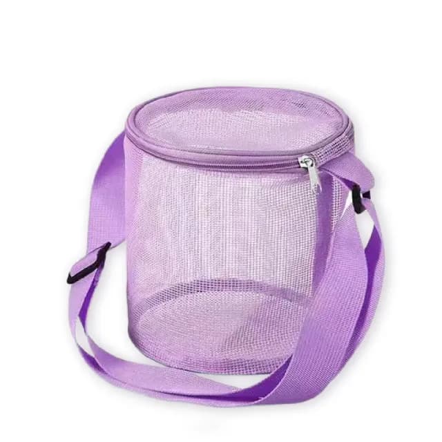 情人節禮物 網紗貝殼圓形收納包(兒童 游泳 輕巧 透氣網眼 鏤空包 玩具收納 沙灘網 