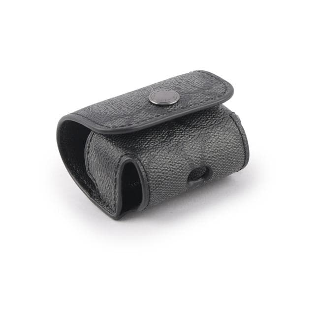 【COACH】塗層帆布及牛皮 Airpods Pro 無線耳機套(炭黑色)