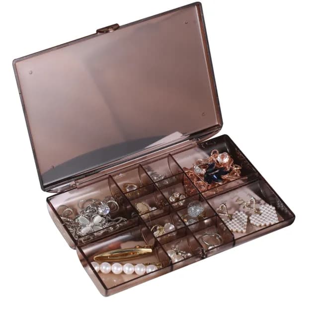 【東京 Ito】12格便攜式耳釘耳飾分格帶蓋卡扣首飾盒(大容量手飾品項鍊整理盒耳環盒)