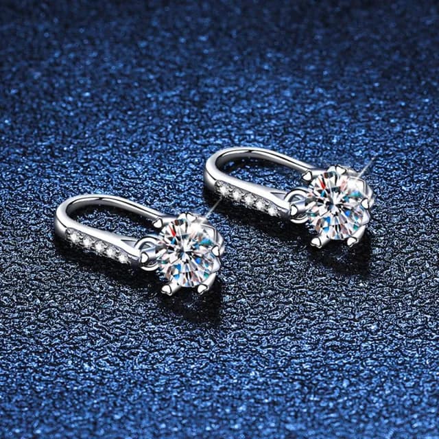 【巴黎精品】現貨+預購 莫桑石耳環925純銀耳針(0.5ctD色雪花耳勾女飾品a1co46)