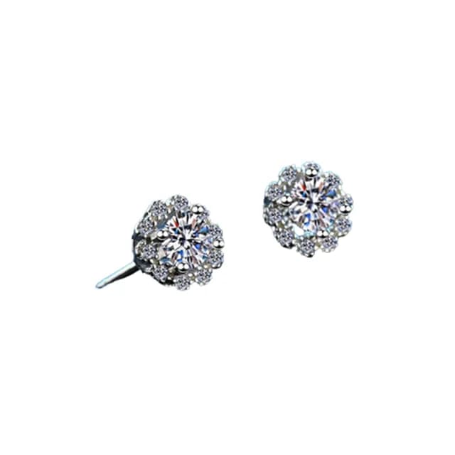【巴黎精品】現貨+預購 莫桑石耳環925純銀耳針(1克拉小雛菊微鑲花瓣女飾品a1co48)