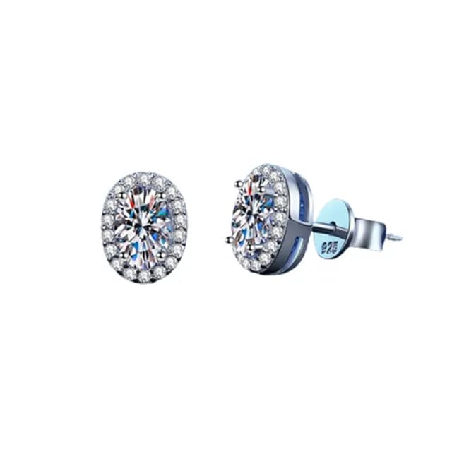 【巴黎精品】現貨+預購 莫桑石耳環925純銀耳針(1ctD色蛋形滿鑽女飾品a1co82)