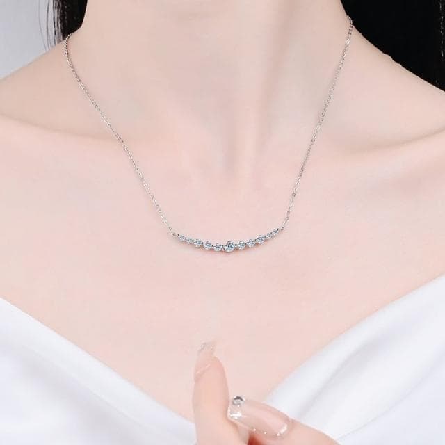 【巴黎精品】現貨+預購 莫桑鑽石項鍊飾品配件925純銀項鍊(高級感奢華排鑽1.1克拉鑽石項鏈莫桑鑽項鍊a1cn5)