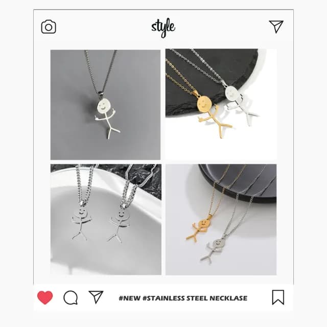 【搞笑有趣】趣味火柴造型項鍊(不鏽鋼材質 嘻哈 中性 男生 女生 塗鴉 情人節 生日禮物 頸鍊 復古)