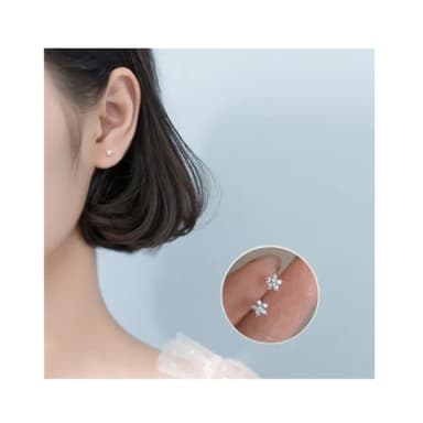 【A&R】韓版S925迷你五角小星星鋯石耳環(附純銀耳扣  抗過敏 養耳 生日 情人節禮物)