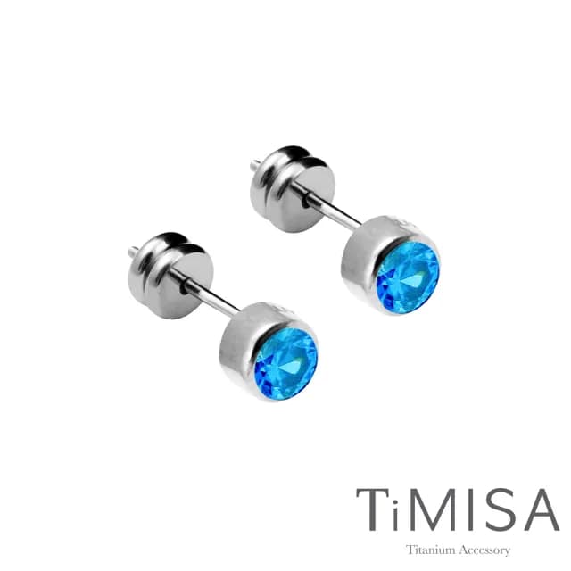 【TiMISA】極簡晶鑽 純鈦耳環(5色可選)