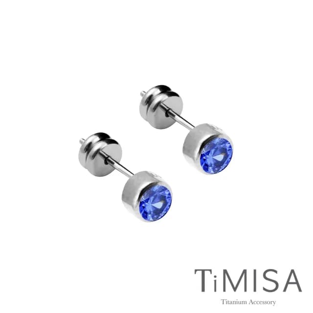 【TiMISA】極簡晶鑽 純鈦耳環(5色可選)