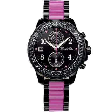 【Thomas Sabo】It Girl 艾菲爾鐵塔計時玻麗手錶-黑/紫 禮物 送禮 推薦(WA0128)