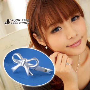 【維克維娜】愛的禮物。絕美線條立體蝴蝶結925純銀戒指