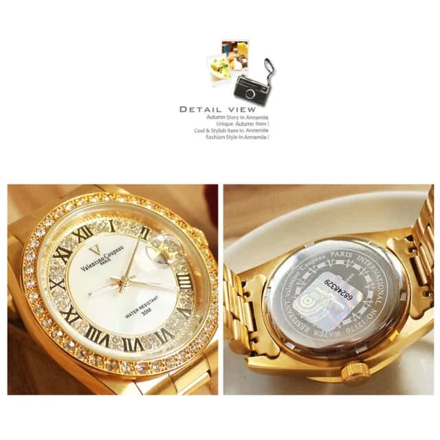 【Valentino Coupeau】晶鑽羅馬數字全金不鏽鋼殼帶男女款手錶(范倫鐵諾 古柏  VCC)