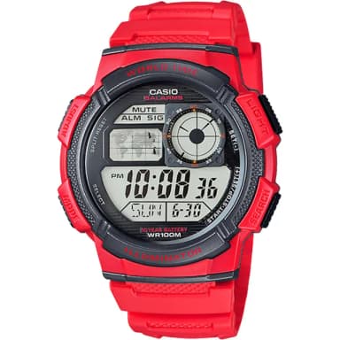 【CASIO 卡西歐】學生錶 10-YEAR BATTERY菁英部隊電子手錶-紅/42mm 送禮 禮物 推薦(AE-1000W-4AVDF)