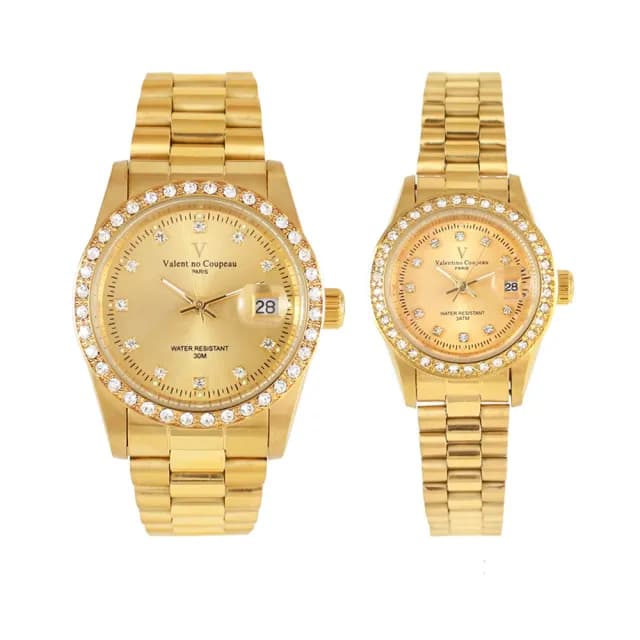 【Valentino Coupeau】圈鑽全金帶不鏽鋼殼帶男女錶(范倫鐵諾 古柏  VCC)