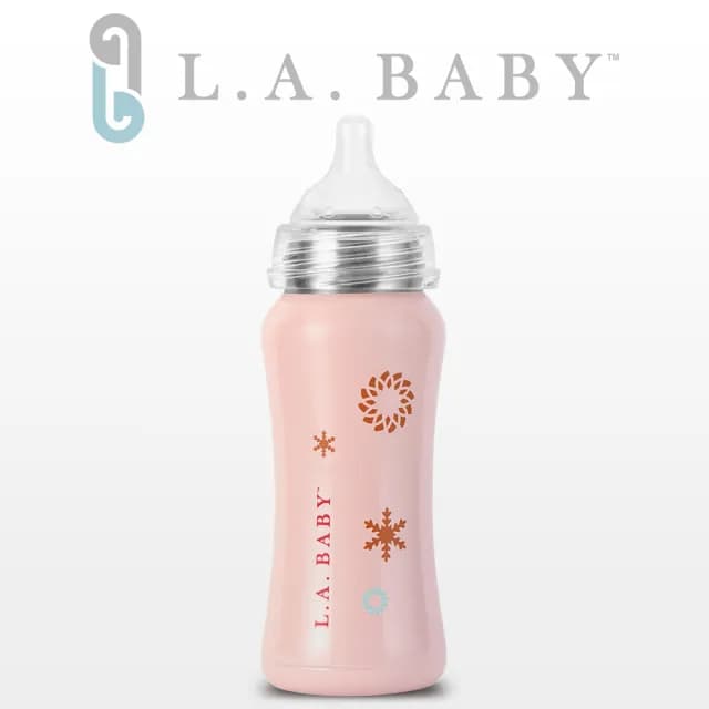 【美國L.A. Baby】超輕量醫療級316不鏽鋼保溫奶瓶 9oz(瑰蜜粉)