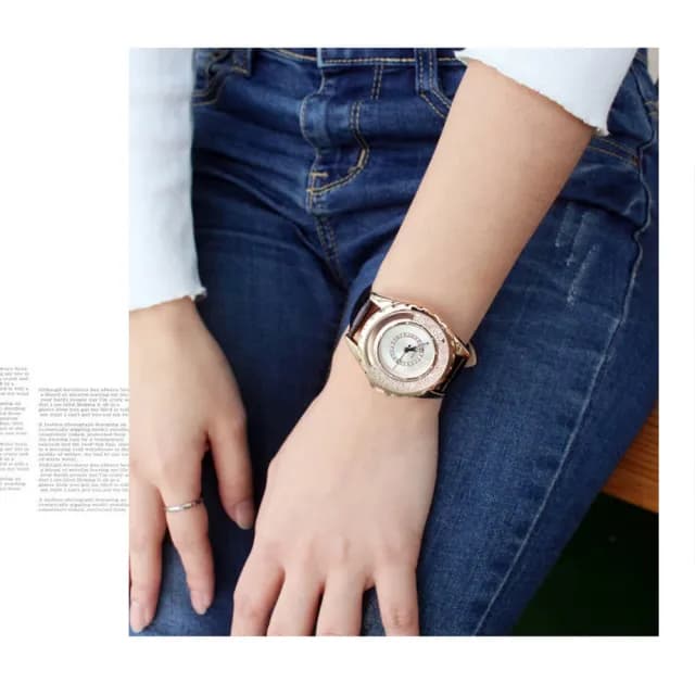 【微笑安安】香港品牌KEZZI＊雙圈滑動晶鑽皮帶女錶(共4色)