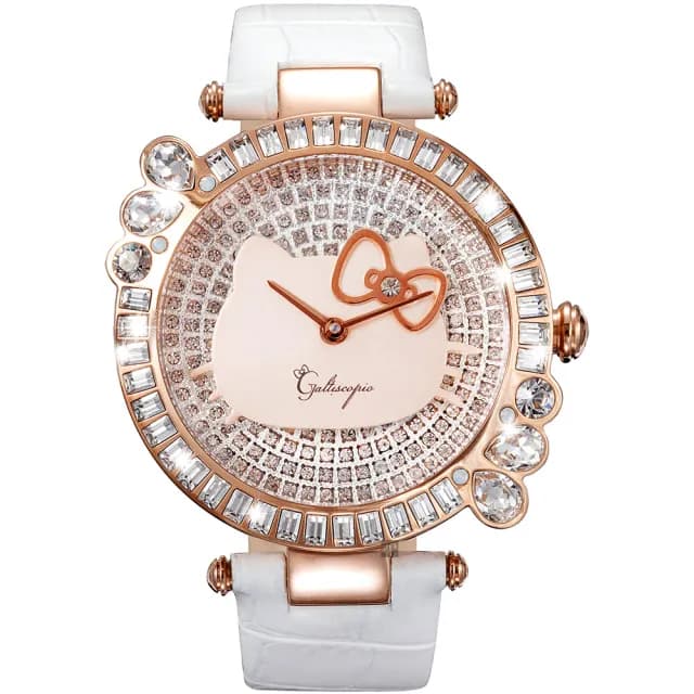 【Galtiscopio 迦堤】夢幻旋轉I’m Hello Kitty水晶錶-42mm 禮物 送禮 推薦(MGKYRGS001WLS)
