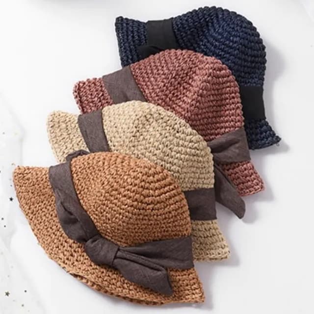 【米蘭精品】現貨+預購 草帽防曬遮陽漁夫帽(夏季休閒百搭蝴蝶結女帽子母親節禮物5色73rp150)