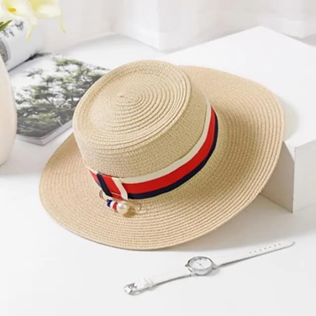 【米蘭精品】現貨+預購 草帽防曬遮陽平頂帽(戶外渡假時尚個性女帽子母親節禮物5色73rp52)
