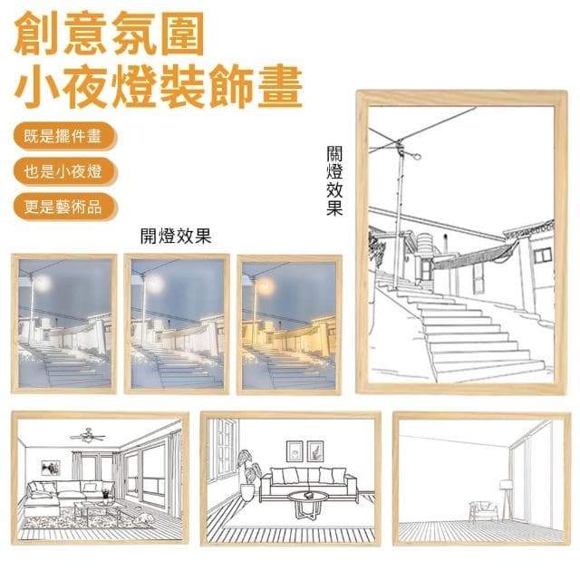 【Nil】創意氛圍小夜燈裝飾畫 LED光影燈光畫 擺件掛燈畫 發光畫 相框燈 氛圍燈 畫框燈(母親節禮物)