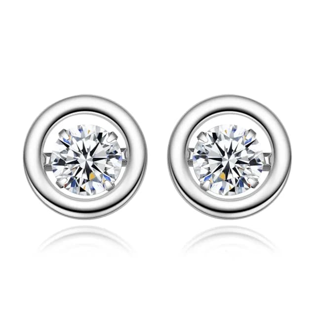 【日本CROSSFOR 授權專利機芯-AchiCat】純銀耳環．耳針式．跳舞石．情人節禮物(銀色)