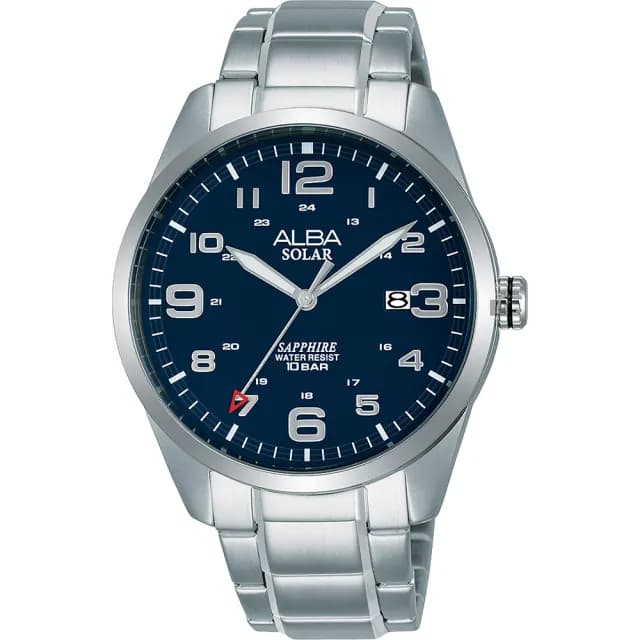 【ALBA】雅柏 城市情人太陽能時尚手錶-藍x銀/39mm 禮物 送禮 推薦(AS32-X018B  AX3003X1)