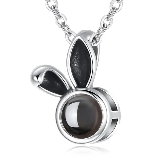 【GIUMKA】純銀項鍊 記憶項鍊系列 可愛小兔 100種語言我愛你投影項鍊 情人節 禮物 MNS08151(銀色)