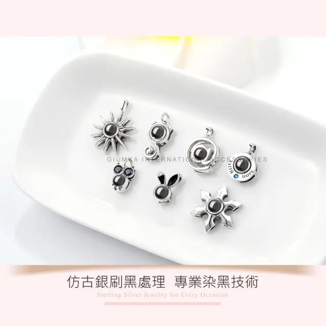 【GIUMKA】純銀項鍊 記憶項鍊系列 可愛小兔 100種語言我愛你投影項鍊 情人節 禮物 MNS08151(銀色)