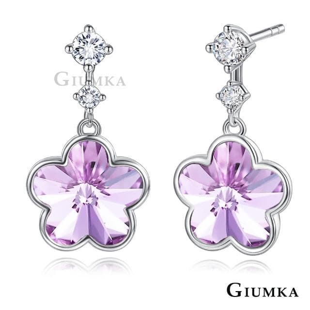 【GIUMKA】新年禮物．純銀耳環．採施華洛世奇水晶元素(紫色/粉色)