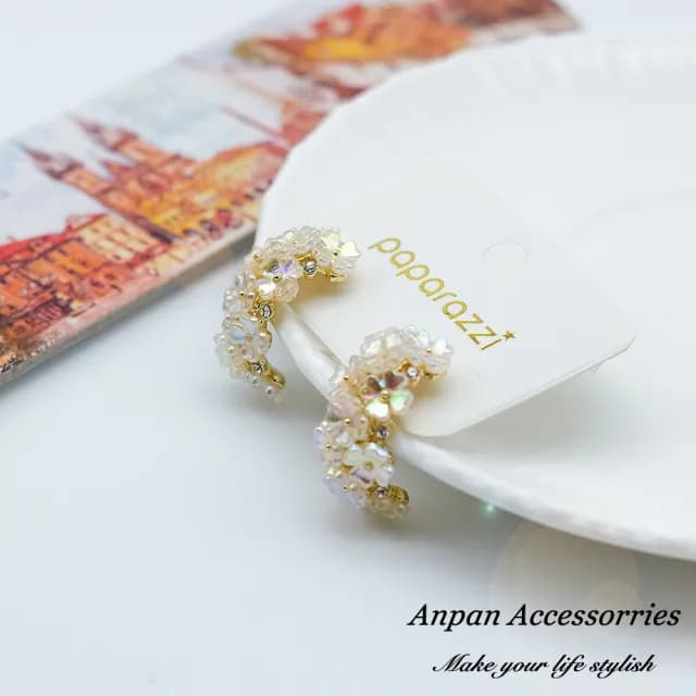 【Anpan】925銀針韓東大門OL百搭貝殼花朵C型耳環