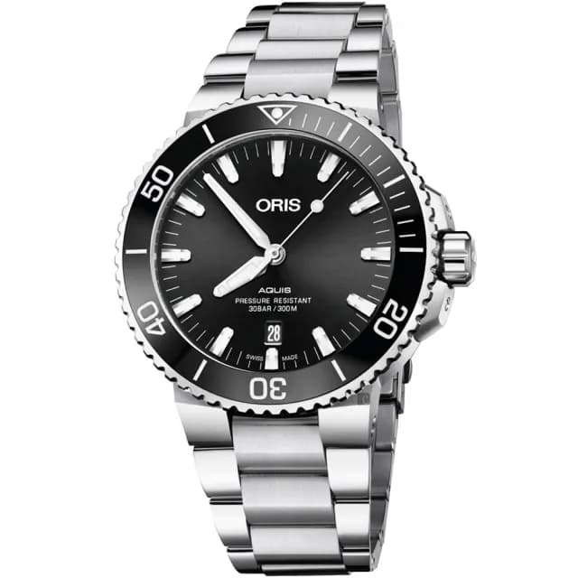 【ORIS 豪利時】Aquis 時間之海潛水300米日期機械錶-黑/43.5mm 禮物 送禮 推薦(0173377304134-0782405PEB)