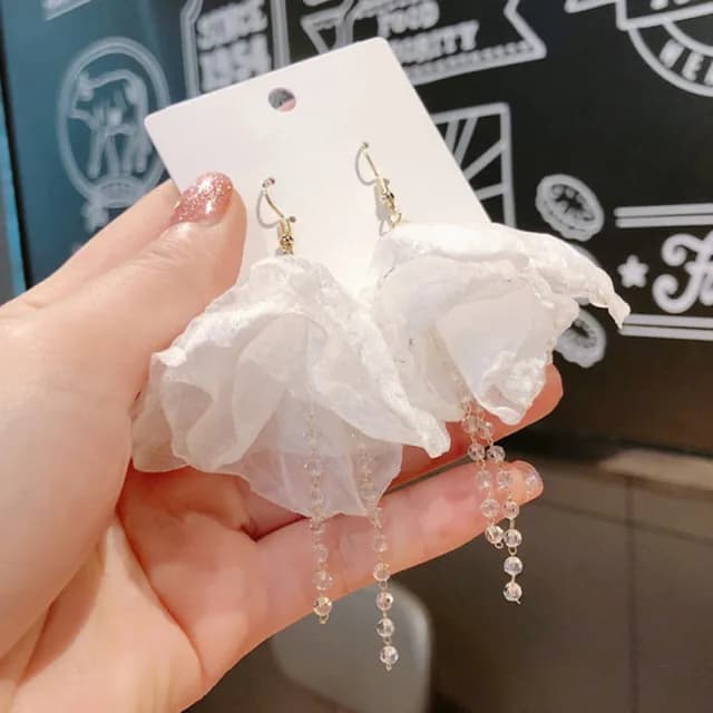 【BBHONEY】夏日海邊度假風花朵雪紡耳環(網美必備款)