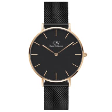 【Daniel Wellington】DW 手錶  Petite Ashfield 36mm寂靜黑米蘭金屬錶(DW00100307)