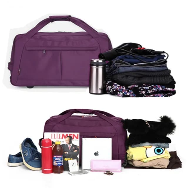 【悅生活】拉桿包 拉桿袋 登機袋 行李箱 購物車 22吋韓版秋冬款拉桿旅行袋黑色(GoTrip 微旅行)