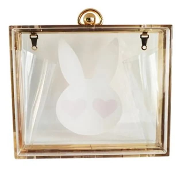 【米蘭精品】現貨+預購 晚宴包透明手拿包(透明可愛兔耳朵鏈條女包情人節生日禮物73ft15)