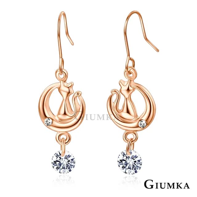 【GIUMKA】新年禮物．貓咪耳環．耳勾式(銀色/玫金)